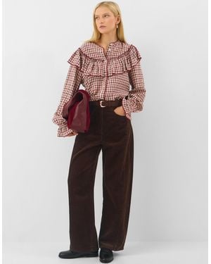 Accessorize Ruffle Check Blouse - Pink