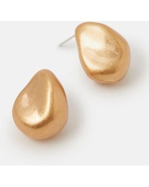 Accessorize Brushed Pebble Stud Earrings - Natural