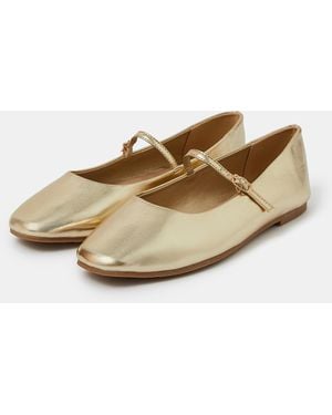 Accessorize Metallic Strap Ballet Flats - Natural