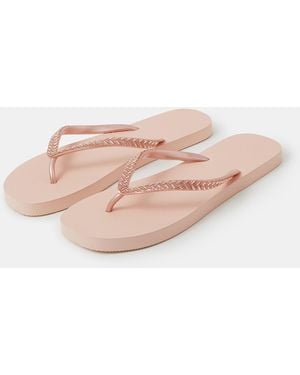 Accessorize Embellished Flip Flops - Pink