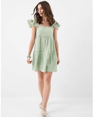 Accessorize Mini Cotton Gingham Print Frill Dress - Green
