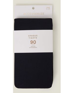 Accessorize Cotton 90 Denier Opaque Tights - Black