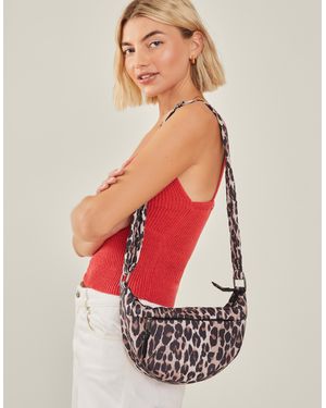 Accessorize And Leopard Print Nylon Sling Crossbody Bag - Natural