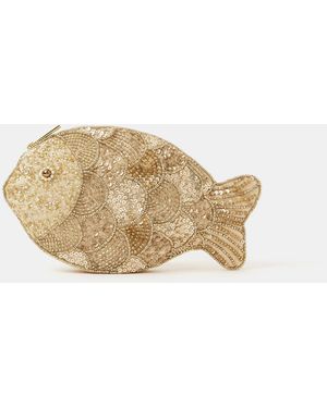 Accessorize Beaded Fish Pouch - Natural