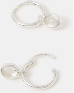 Accessorize Sterling Healing Stone Hoop Earrings - White