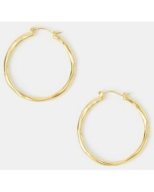 Accessorize 14Ct-Plated Molten Hoop Earrings - Natural