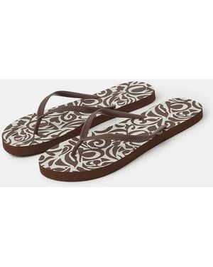 Accessorize Floral Print Flip Flops - White