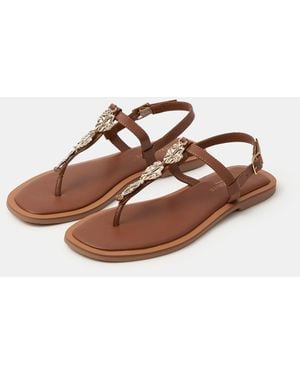 Accessorize Metal Detail Strappy Sandals - Brown