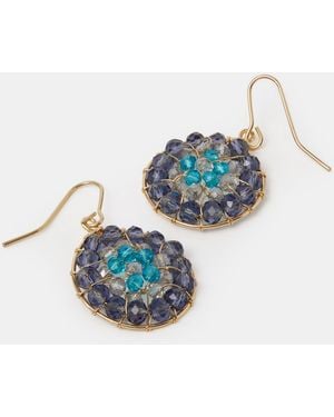 Accessorize Aashiana Bead Round Drop Earrings - Blue