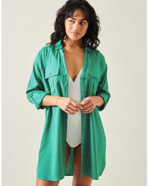 Accessorize Long Sleeve Beach Cover Up Shirt - Green