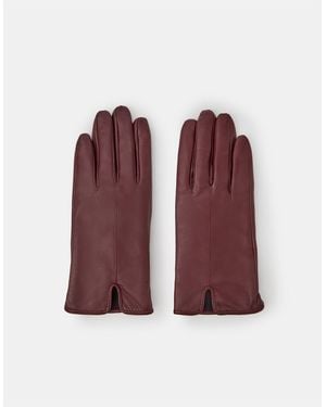 Accessorize Leather Fleece Lined Touchscreen Gloves, Size: S M - Red