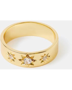 Accessorize 14Ct-Plated Star Band Ring - Metallic