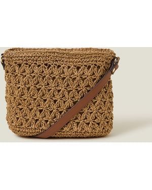 Accessorize Raffia Crossbody Bag - Natural