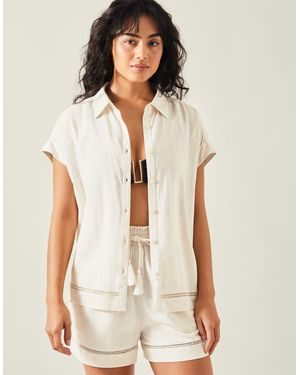 Accessorize Cap Sleeve Boxy Shirt - Natural