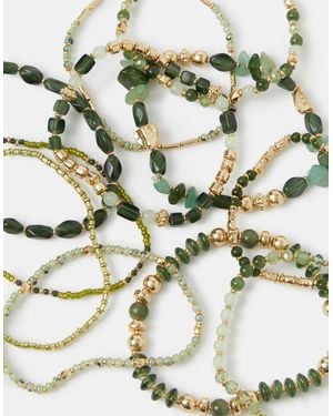 Accessorize 11-Pack Bead Stretch Bracelets - Green