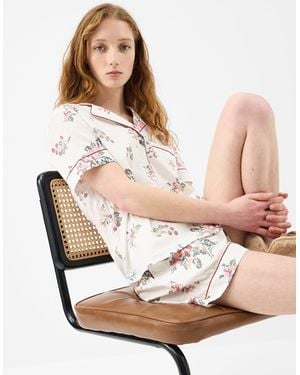 Accessorize Floral Print Cotton Shorts Pyjamas Set - White