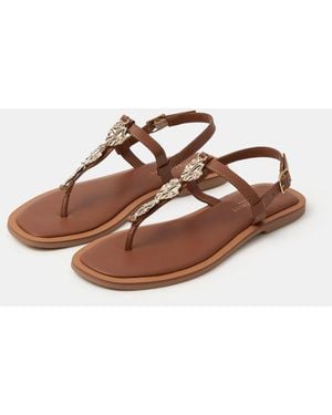 Accessorize Metal Detail Strappy Sandals - Brown