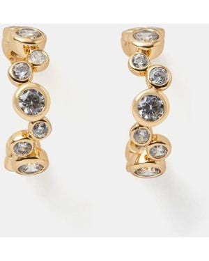 Accessorize 14Ct-Plated Cluster Hoop Earrings - Metallic