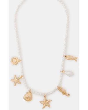 Accessorize Starfish Charm Pearl Necklace - White