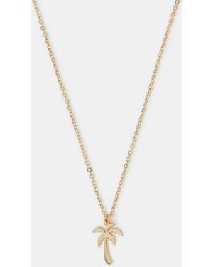 Accessorize Palm Tree Pendant Necklace - White