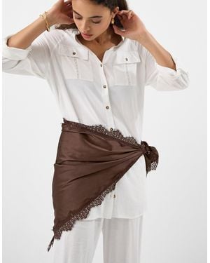 Accessorize Lace Satin Triangle Scarf - White