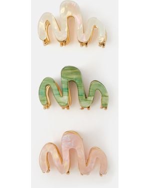 Accessorize 3-Pack Mini Resin Wiggle Claw Clips - Green