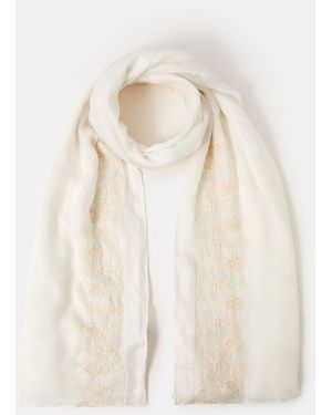 Accessorize Lightweight Embroidered Scarf - White