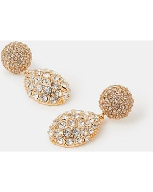 Accessorize Double Drop Sparkle Earrings - Natural