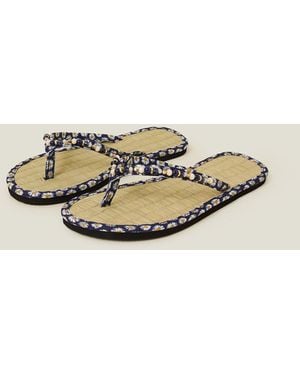 Accessorize Daisy Print Seagrass Footbed Sandals - Natural