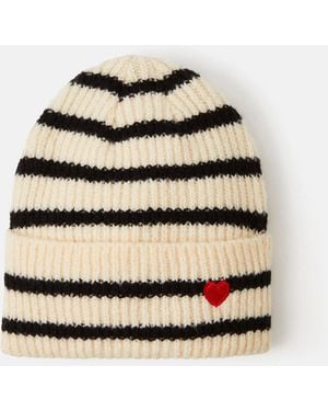 Accessorize Striped Beanie Hat - Natural
