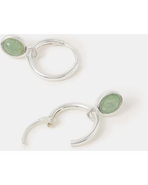 Accessorize Sterling Healing Stone Hoop Earrings - Green