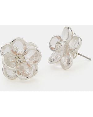 Accessorize Gemstone Flower Stud Earrings - White