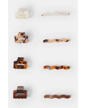 Accessorize 8-Pack Tort Hair Slides & Claw Clips - White