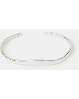 Accessorize Sterling-Plated Wave Open Cuff Bracelet - White