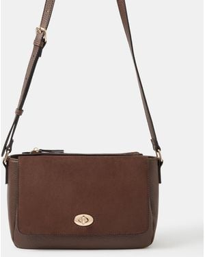 Accessorize Medium Twist-Lock Crossbody Bag - Brown