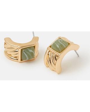 Accessorize Mini Resin Detail Hoop Earrings - Metallic