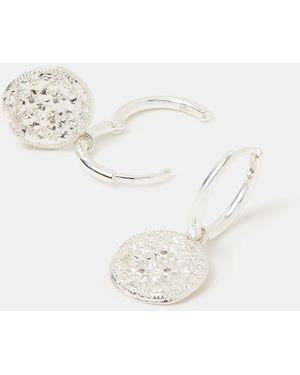 Accessorize Sterling-Plated Celestial Coin Charm Hoop Earrings - Red