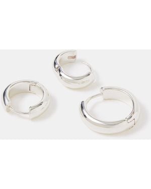 Accessorize 3-Pack Sterling-Plated Hoop Earrings - Black