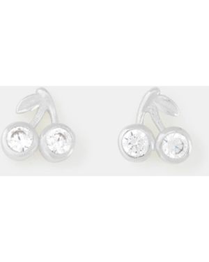 Accessorize Sterling Cherry Stud Earrings - White