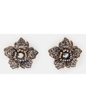 Accessorize Rhinestone Flower Stud Earrings - Metallic