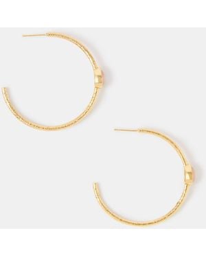 Accessorize 14Ct-Plated Rose Quartz Teardrop Hoop Earrings - Natural