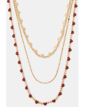 Accessorize Heart Layered Necklace - White