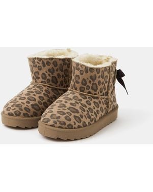 Accessorize Suedette Print Boots - Brown