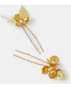 Accessorize Metallic Floral Hair Pins 2-Pack