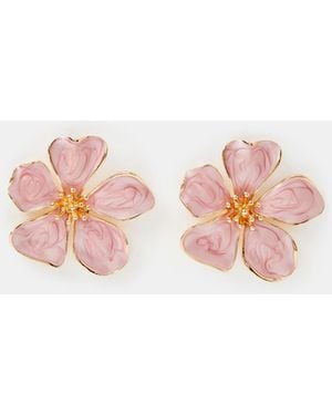 Accessorize Enamel Flower Stud Earrings - Pink