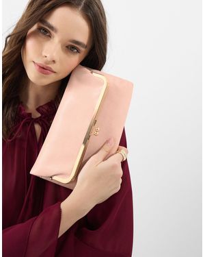 Accessorize Fold Over Clip Frame Clutch Bag - Red