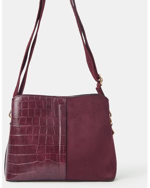 Accessorize Faux Croc Crossbody Bag - Purple