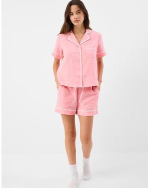 Accessorize Cotton Crinkle Short Pyjamas Set - Pink