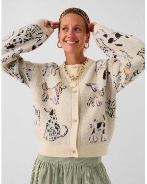 Accessorize X Good Manners Dog Print Cardigan - Natural
