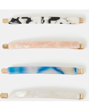 Accessorize 4-Pack Marbled Resin Hair Slides - White